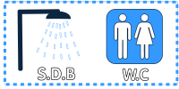 sdb wc à l'extérieur Grande chambre avec 1 lit double